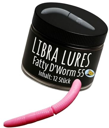 Libra Lures Fatty D`Worm 65mm | Forellenköder Supersoft | Inhalt: 10 Stück | Aroma: Knoblauch | Farbe: 017 / Bubble Gum