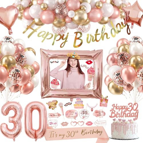 30 geburtstag Mädchen, 30.Geburtstag Dekoration, Geburtstagsdeko 30 | Luftballons 30.geburtstag Happy Birthday Girland Ballon 30 Deko zum Geburtstags, Geburtstagsdeko 30 Jahr