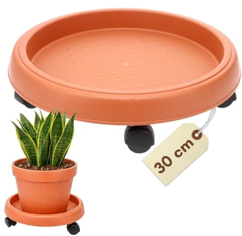 GarPet Pflanzenroller Rund Rollbrett Pflanzen Untersetzer Blumenroller Outdoor Pflanzenuntersetzer Blumentopf Untersetzer mit Rollen Pflanzenroller Rund 30 cm