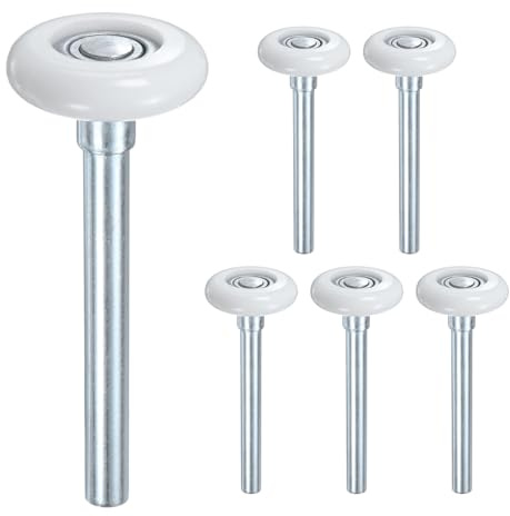M METERXITY 6-Pack Nylon Garage Door Rollers, 1.8/ 46mm Quiet Garage Door Wheels 4.3/ 109mm Stem, High Load 11 Balls Sealed Precision Stamped Bearings for Garage Doors [White]