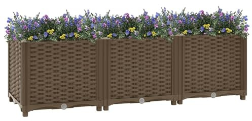Festnight Hochbeet PP 120x40x38 cm Hochbeete für Garten Balkon Terrasse Kräuterbeet Pflanzkübel Pflanzkasten Hochbeet Blumenkübel Gemüsebeet Blumenkasten