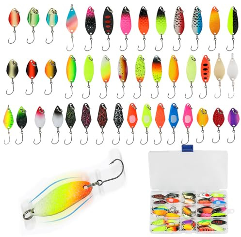 RoseFlower Kit Esche da Pesca - Set Completo di Attrezzatura da Pesca con Esche Artificiali in Plastica Morbida e Cucchiaini, Attrezzatura da Pesca in Acqua Dolce per Persici, Trote e Salmoni