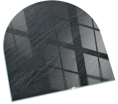 Kaminbodenplatte für Kaminofen 100x100 cm Hartglas Glasboden Stilvollem Motiv Dekorative Glasbodenplatte Hitzeschutz Halbrund Schutzplatte Elegantes Design - Natursteinstruktur