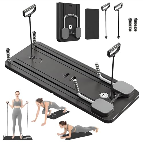 Pilates Board, riformatore pilates 5 in 1 con ruota addominale automatica e timer, multifunzione, pieghevole, per la casa e la palestra (nero)