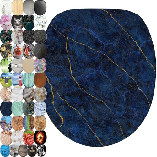 Sanilo Tapa de inodoro, gran selección de atractivos asientos para WC y duradera de madera (Mármol Azul Oscuro)