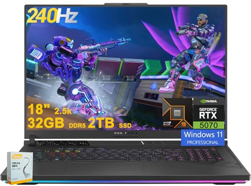 ASUS ROG Strix G18 G814 Gaming Laptop | 18 2.5k (2560x1600) 240Hz (100% DCI-P3) | AMD 16-core Ryzen 9 9955HX (>i9-14900HX) | 32GB DDR5 2TB SSD | GeForce RTT X 50700 | Win11 retroilluminato RGB con