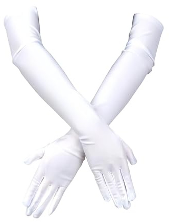 Lyramis Lange Handschuhe für Damen, Schwarz, Halloween, langer Handschuh, rot/weiß/hautfarben, Kostüm, Party, Kostüm, Satin, Handschuhe, Abendkleid, Damen, Hochzeit, Zubehör 1920er Jahre, klassisch