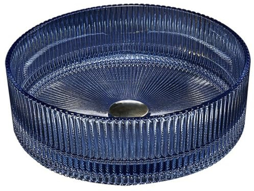 ZYCDP Lavandino Bagno Da Appoggio Vetro Lavabo Cristallo Rotondo 400 X 400 X 120 mm Blu