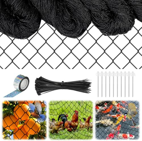 Mineup 7,5 Mx 15 M Vogelschutznetz, 5 X 5 cm Vogelschutznetz Engmaschig, Vogelnetz Schwarz, Taubennetz Balkon, Pflanzennetz Für Hühnergehege,Volierennetz Für Schützt Obstbäume Gemüse Vor Vogelfraß