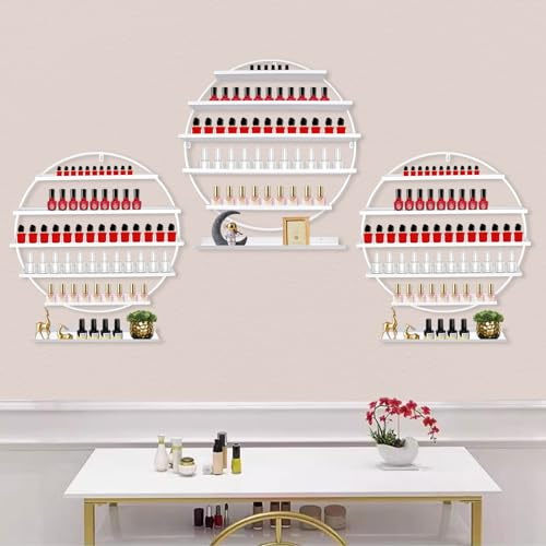 ZNLLQZN Estantería de pared de 5 niveles redonda para almacenamiento de esmalte de uñas, soporte para exhibición de salón de uñas, 6 piezas en una, para lápices labiales, aceites esenciales y otros
