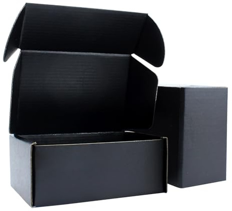 15 x 10 x 6 cm schwarze Versandkartons mit Klappdeckel, 25er-Pack