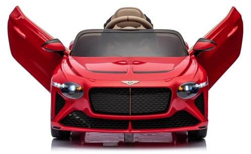 Bacalar Elektroauto für Kinder 12V mit 2 Motoren, Luxusauto mit vertikalen Türen, 3 Geschwindigkeiten, Federung, LED-Lichter, USB/Wireless Musik, Elternfernbedienung, 3-8 Jahre, Rot