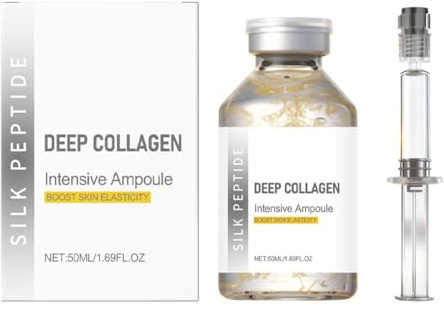 HOVKRE 1 juego de ampollas de sérum para la elasticidad facial (con accesorios), 50 ml de ampollas de péptidos de seda y colágeno Deep X, hidratantes, antienvejecimiento y reafirmantes.
