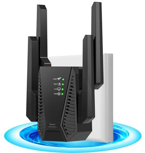 2026 WiFi Extender Booster, Internet Booster, WiFi Repeater, 4 Antennas WiFi Booster, Dual Band 5GHz & 2.4GHz, Gigabit Ethernet Port, Covers Up to 9900 Sq.ft and 65 Devices, App Control