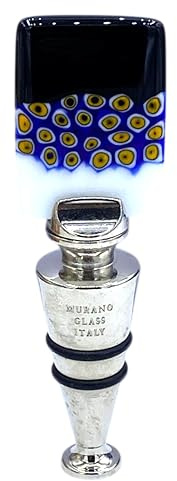 Bouchon de Bouteille en Acier et Verre de Murano avec Murrine Multi Made in Italy