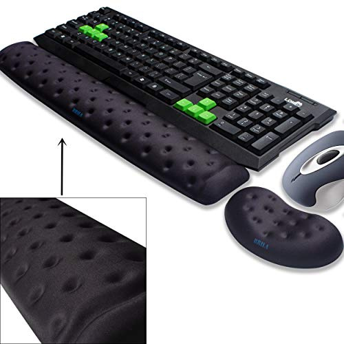 BRILA Ergonomisch Memory-Schaum Handgelenkauflage Set Für Tastatur und Maus - Handgelenkstütze Für Gaming & Work - Wrist Rest Set (Schwarz)
