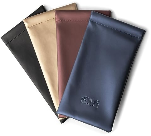 Edison & King Brillenetui im 4er-Pack aus weichem Kunstleder mit Schnapp-Verschluss (Classic Mix)