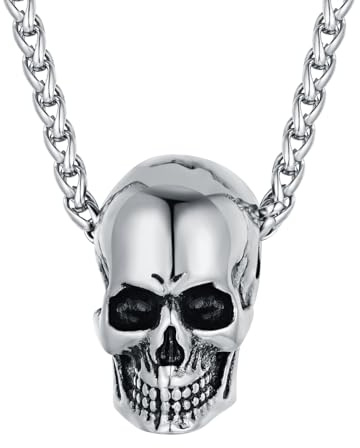 FaithHeart Colgante Hip Hop Calavera Acero Inoxidable 316L Hombre Collar Cool Punk Rock Cabeza Esqueleto Cráneo Joyería Hip Hop Halloween