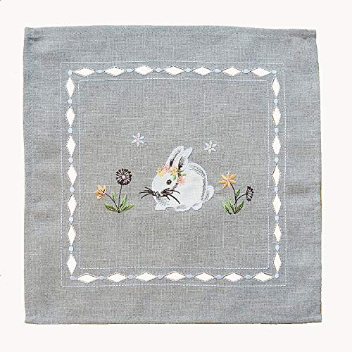 Raebel Ostern Hellgrau Tischdecke Tischläufer Deckchen Osterdeko Hasen Rosa 100% Polyester (40 x 140 cm Tischläufer rechteckig)