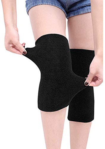 JIAHG Thermal Knee Leg Warmers Stretchy Knit Cashmere Knee Compression Sleeves Winter Cold Knee Warmer Warm Support Wrap Leg Cover for Men Women Elderly