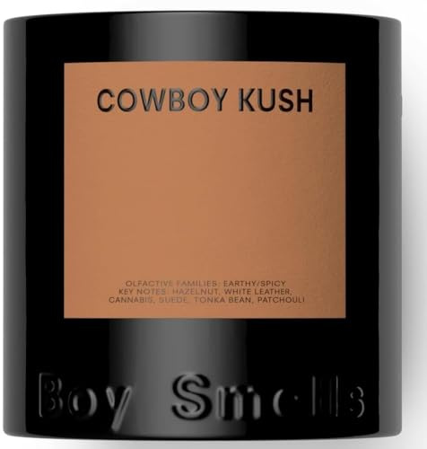 Boy Smells - Cowboy Kush Scented Candles for Men and Women - 8.5 oz - Soy, Coconut Wax Candle Blend - Aromatic Candles for Home with Suede, Saffron and Patchouli - 50-Hour Burn - Cotton Wick