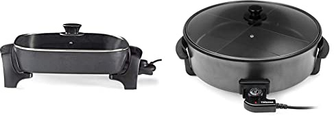 NEDIS Elektrische Pfanne, 40 cm, aus Aluminium, Presofun, schwarz & Tristar MultifunktionalePfanne - 7,5l, 40cm Durchmesser, Regelbarer Thermostat, Antihaftbeschichtung, 1500 Watt, PZ-9145