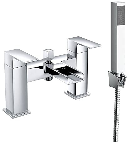 Aquariss Bath Shower Mixer Taps Waterfall Dual Lever Bathroom Tub Tap with Shower Head