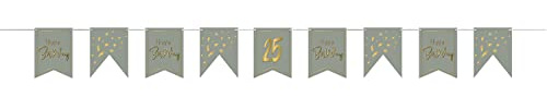 Folat 68507 Wimpelkette Grau Gold Dawn 4 Meter - Personalisiert, Name