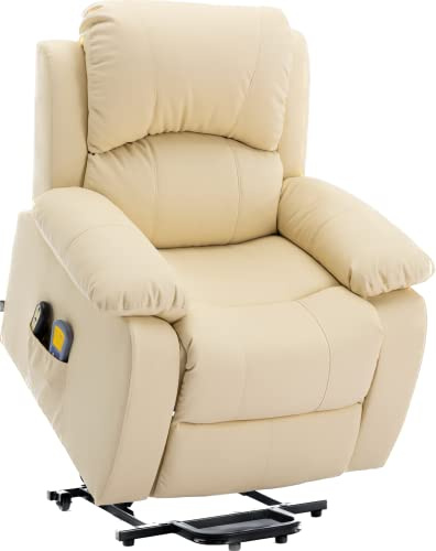 Astan Hogar Fauteuil Relax avec Fonction Auto-Assistance (lève-Personnes), Inclinaison électrique, Massage et thermothérapie, modèle Ramón AH-AR30930CR, crème,