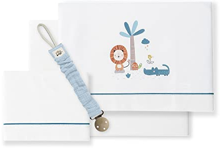 Bettwäsche für Kinderbett, Löwe, Palme, Weiß