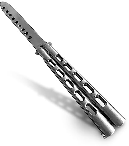 AOSILEY Butterfly Trainer Knife,All stainless steel practice butterfly knife comb for Training(Silver)…