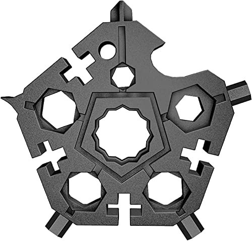 18-in-1 Snowflake Multi Tool,Incredible Tool,Snowflake Multitool Gear Snowflake Spanner Keyring Hex Multifunction Outdoor Allen Wrench Multitool Pocket Multipurpose Screwdriver Multi Tool (Color : Bla