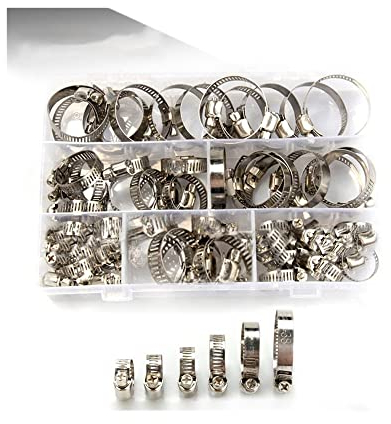 SEIDER 60 Stück Edelstahl verstellbare Antriebsschlauchschelle Kraftstoffleitung Schneckengröße Clip Hoop Schlauchschelle