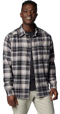 Columbia Cornell Woods-Camicia a Maniche Lunghe in Flanella, Nero/Grigio Classico Multi Tartan, S Uomo