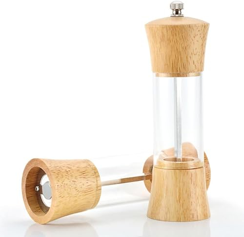 Molinillo de pimienta de madera transparente de acrílico, molinillo de pimienta, botella multiusos para condimentos