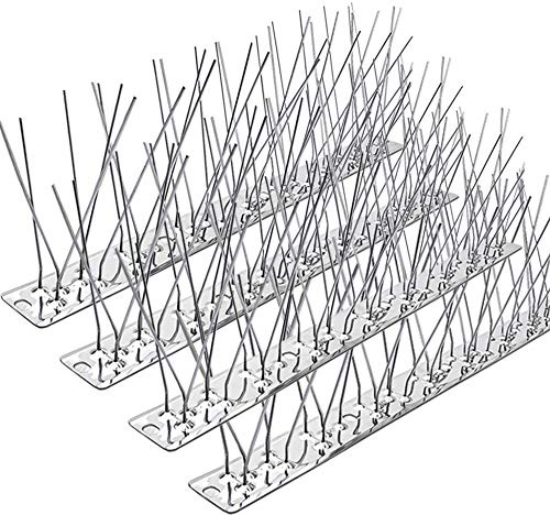 PANGCH Pinchos de acero inoxidable para pájaros, picos de metal para pájaros, picos de valla fáciles de instalar, 5 tiras de cobertura de 4.1 pies