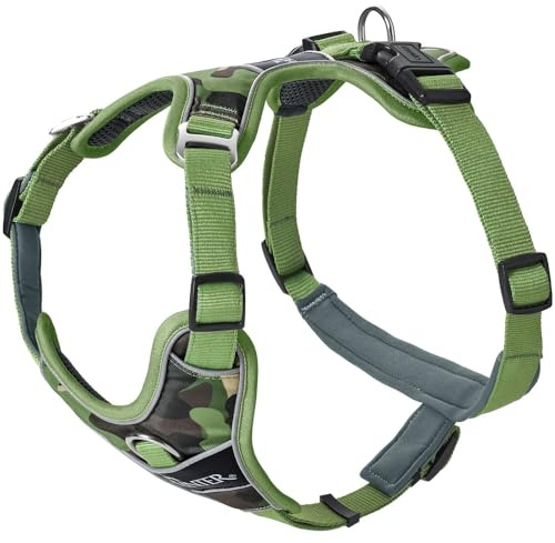 HUNTER Divo Camouflage Hundegeschirr | Nylon, ergonomisch geformt, 5-Fach verstellbar, in Camouflage-Style, Farbe: Grün, Größe: S