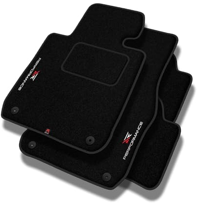 PERFORMANCE Personalisierte Velours Fußmatten Auto passend für Skoda Superb III ab 2015 - Standard, Perforiert, weiß und rot -Präzise CNC-Stickerei, Design-Lochpaspel, Auto Fußmatten - Perfekt für Aut