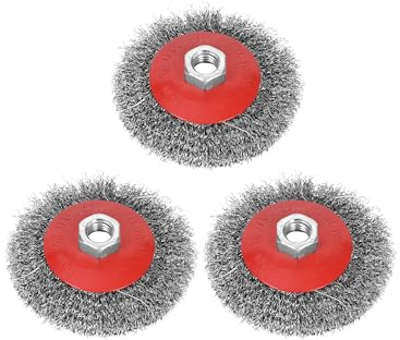 Drahtbürste für Winkelschleifer Ø 125 mm, M14-Gewinde Aufnahme, aus gewelltem HSS-Stahldraht, für Metall und Stein, zum Reinigen, Entzundern, Aufrauen und Entrosten(3 Pack)