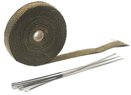 ZiYouao Hitzeschutzband 2,5 cm * 5 m / 10 m / 15 m Motorrad-Thermo-Auspuffband Header Wrap Auspuff-Hitzeschild rollenfest mit Edelstahl Auspuff Hitzeschutzband(Color:2.5cmx15m Titanium)