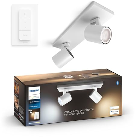 Philips Hue White Ambiance Runner 2er Spot flg. weiß, 2x5W GU10 inkl. Dimmschalter, dimmbar, alle Weißschattierungen, steuerbar via App, kompatibel mit Amazon Alexa (Echo, Echo Dot)