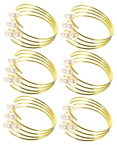 MOLUCKFU 6stücke Perleneffekt Serviettenringe Für Hochzeiten Festliche Anlässe Und Elegante Tischdekoration