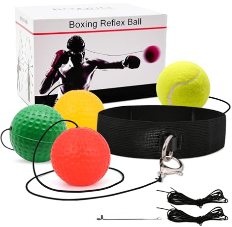 JUNUNDJING Boxing Reflex Ball, Reflex Ball Plus Fasce Regolabili, Coordinazione Occhio Mano Attrezzature da Allenamento Boxe
