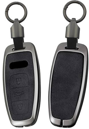 ontto Autoschlüssel Hülle Gehäuse Schlüsselhülle Schlüsselanhänger Leder Schutzhülle Passt für Audi A3 A6 A7 A8 E-Tron S6 RS6 S7 RS7 Q7 SQ7 Q8 SQ8 2019-2024 Zubehör Schlüsseletui 3 Tasten-A Schwarz