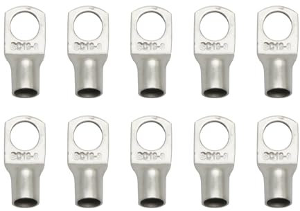 10 terminales de cable tubular M8 de 16 mm², terminales de cable de anillo, terminales de cable sin aislar SC de cobre con terminal de cable de tubo estañado, juego para cables de batería, terminales