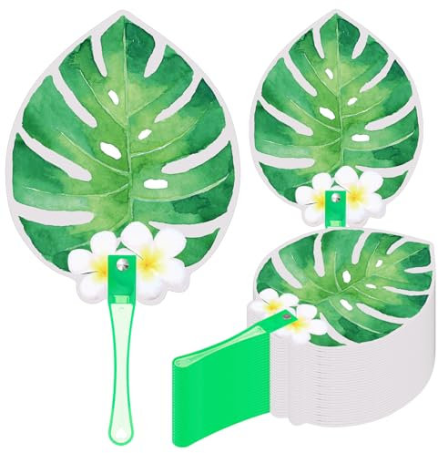 Teenyyou 50 Pcs Hawaiian Hand Fans Palm Leaves Paper Hand Fans Wedding Fans for Guests Favors Party Decoration