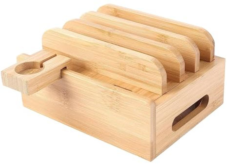 Wood Charging Station, Phone Storage Box Organizer, Desk Charging Organizer, Multi-Device Charging Station, Cell Phone and Tablet Organizer, Wooden Charging Dock, Electronics Storage Solution