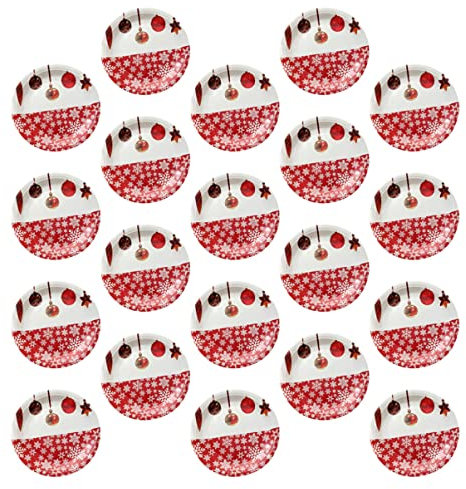 Ipetboom Platos De Papel Navideños 20 Piezas 7 Pulgadas Patrones De Copos De Nieve Para Decoración De Mesa De Postres Fiesta Navideña