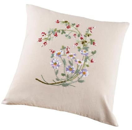 MagiDeal Kit d'oreiller à Broder Kit de Coussin Floral brodé, C
