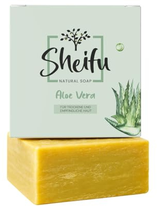 Sheifu Aloe Vera Naturseife 125g – Vegane Duschseife Für Alle Hauttypen, Feste Gesichts- & Handseife Für Unreine Haut, Palmölfrei, Handgemacht, Nachhaltig